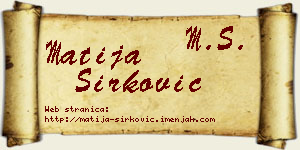 Matija Sirković vizit kartica